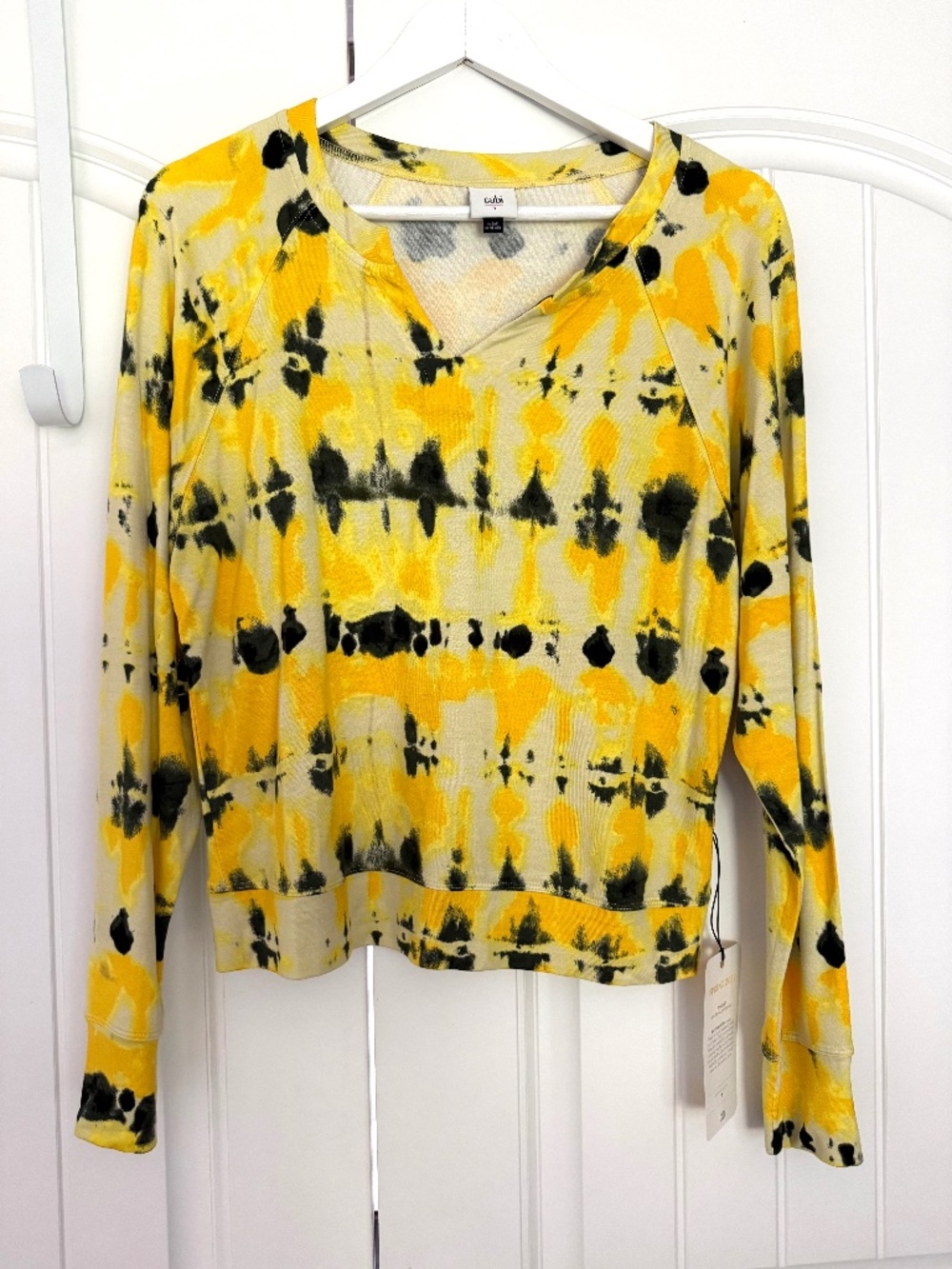 CAbi Atomic Sweatshirt #6122 Yellow Black Tie Dye NWT Size S
